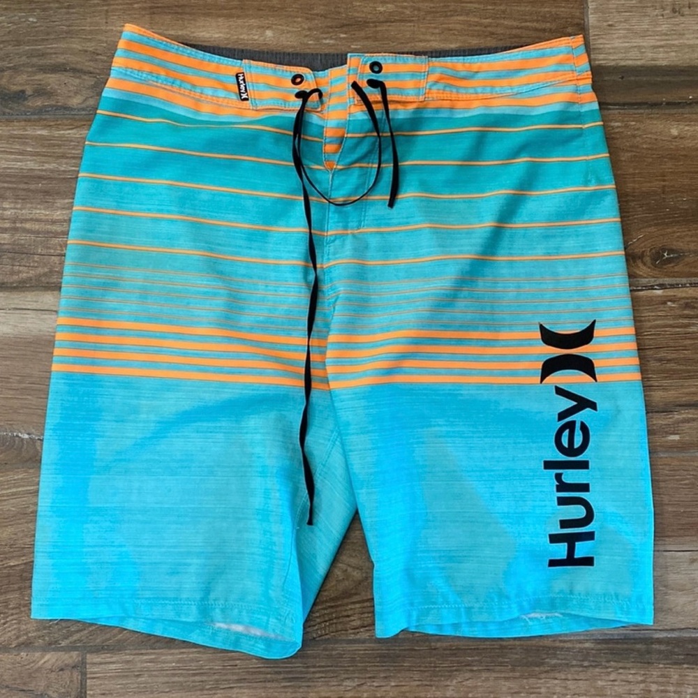 Hurley Men's Aqua and Orange Board Shorts